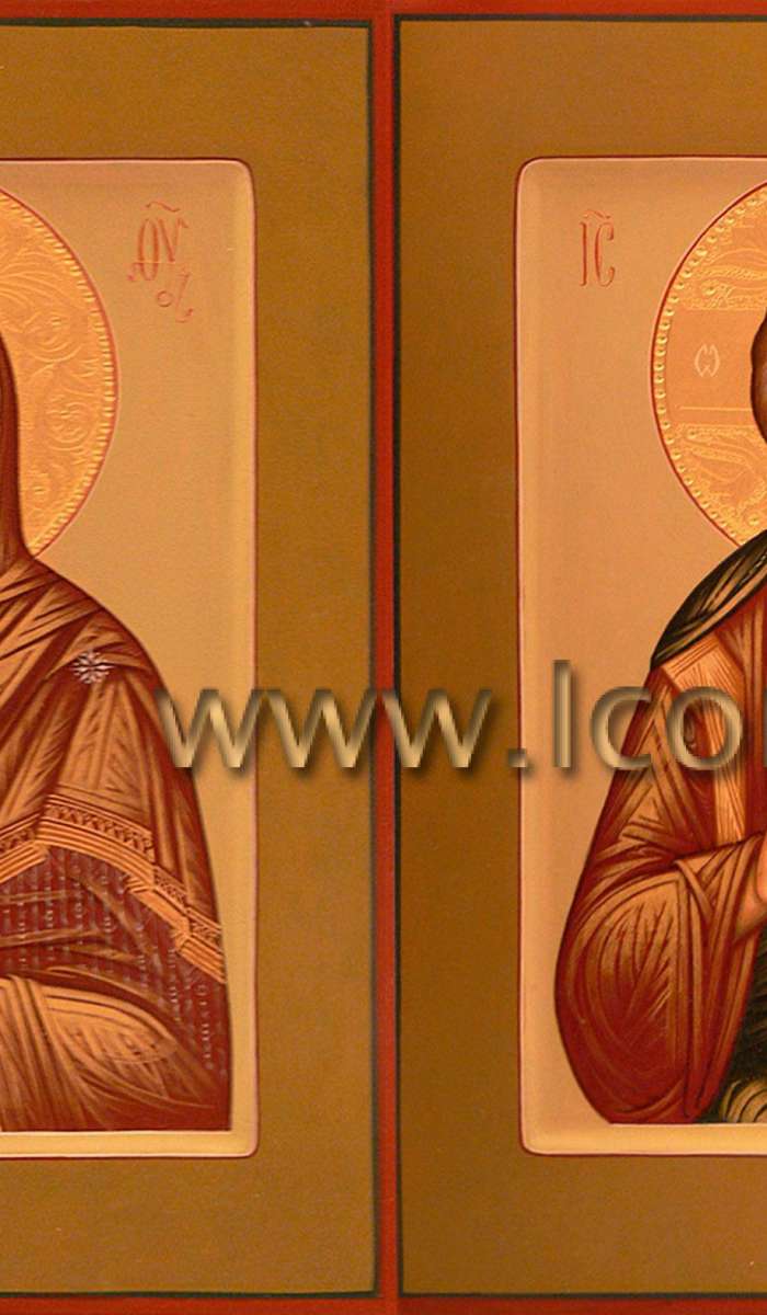 Фото: Венчальная пара с иконой Божией Матери «Донская»