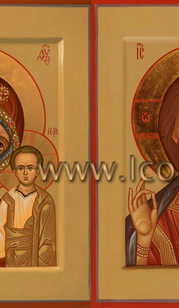 Фото: Венчальная пара с иконой Божией Матери «Казанская»