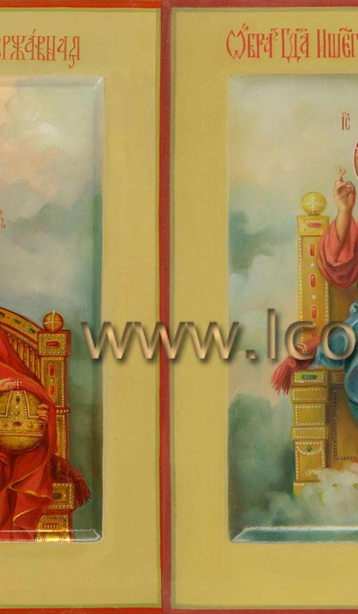 Фото: Венчальная пара с иконой Божией Матери «Державная»