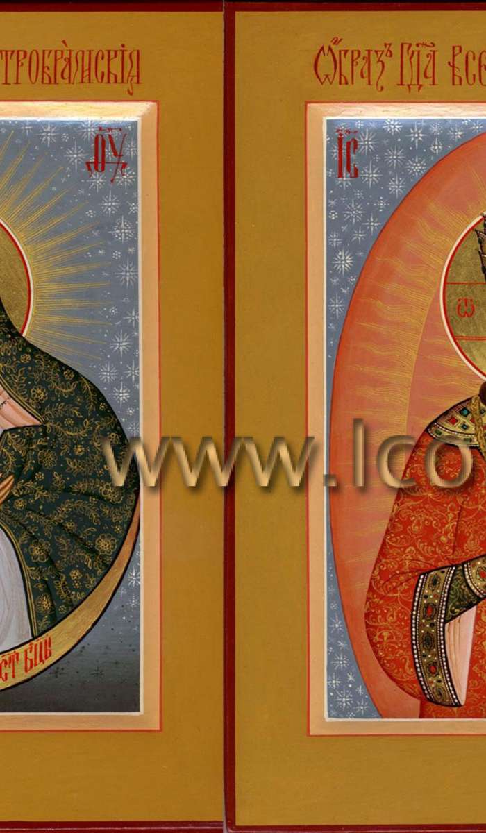 Фото: Венчальная пара с иконой Божией Матери «Остробрамская»