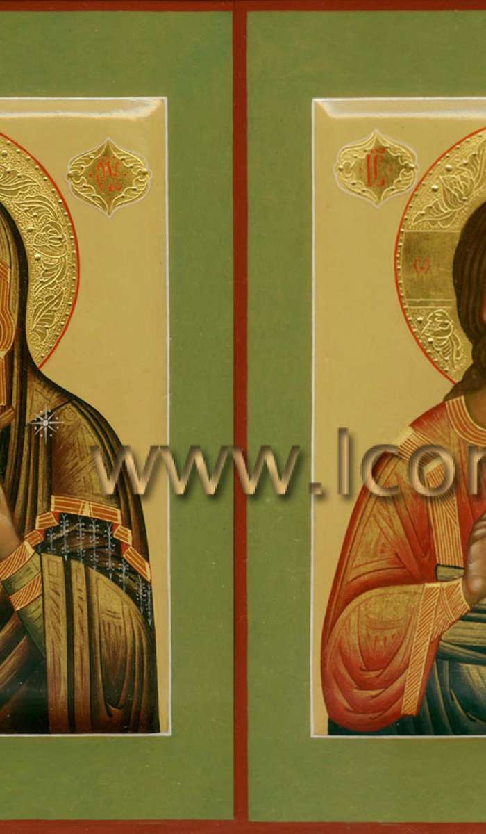 Фото: Венчальная пара с иконой Божией Матери «Феодоровская»