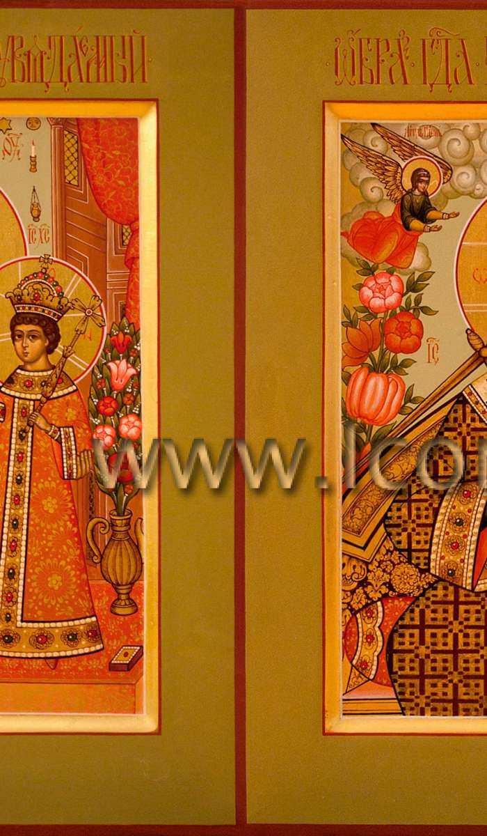 Фото: Венчальная пара с иконой Божией Матери «Неувядаемый Цвет»