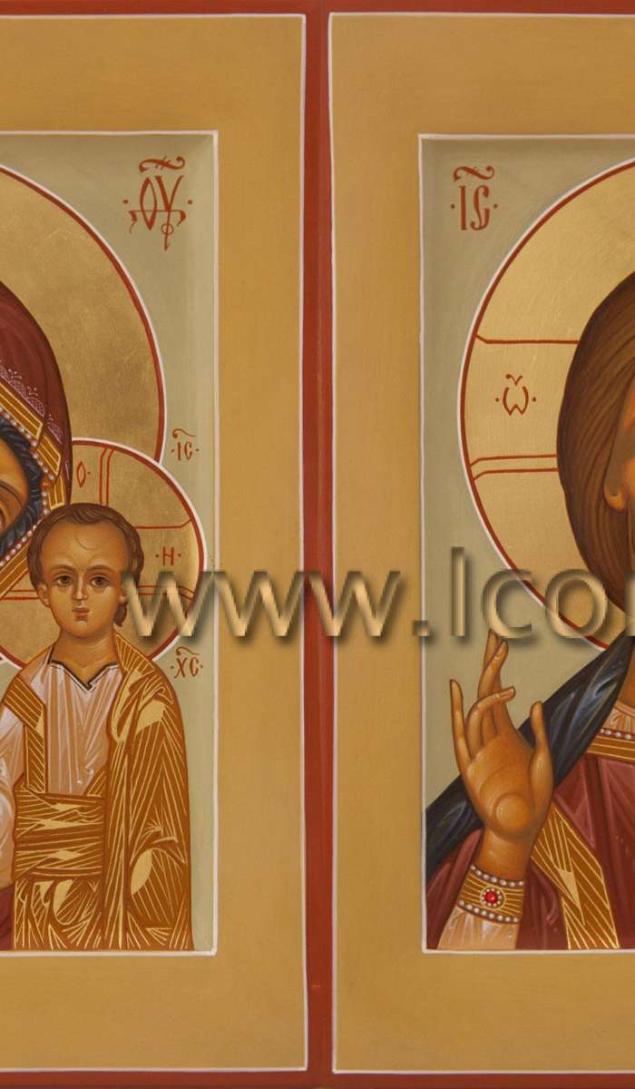 Фото: Венчальная пара с иконой Божией Матери «Казанская»