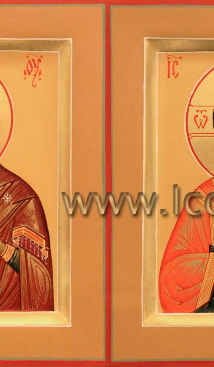 Фото: Венчальная пара с иконой Божией Матери «Владимирская»