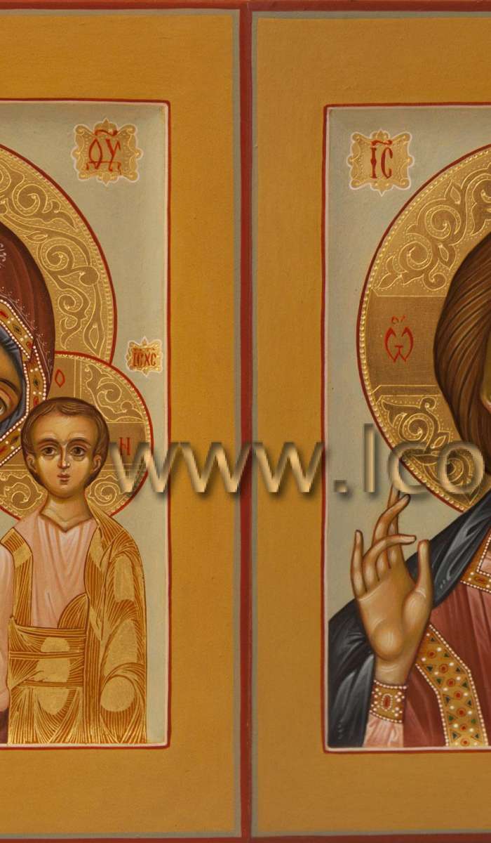 Фото: Венчальная пара с иконой Божией Матери «Казанская»