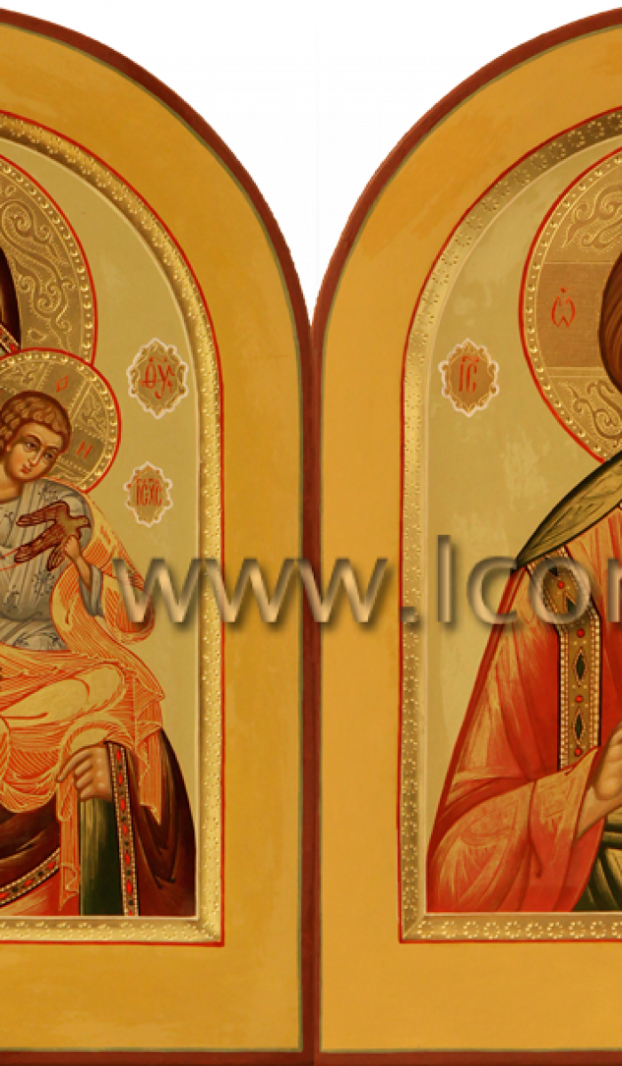 Фото: Венчальная пара с иконой Божией Матери «Голубицкая»