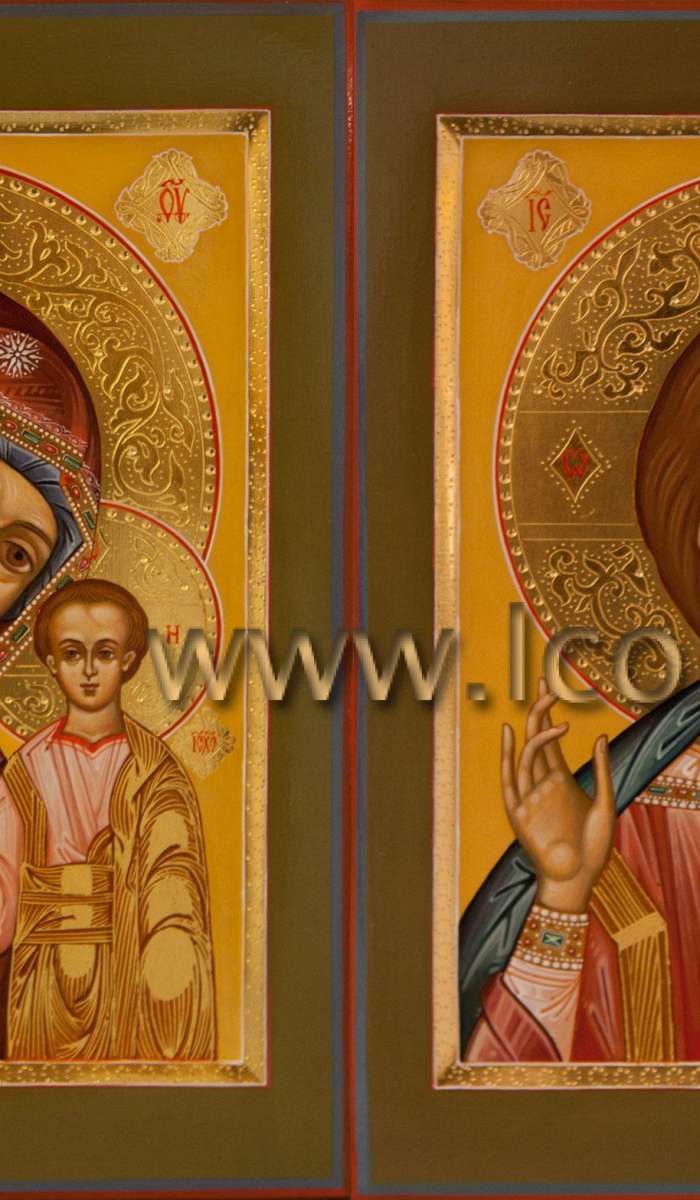 Фото: Венчальная пара с иконой Божией Матери «Казанская»