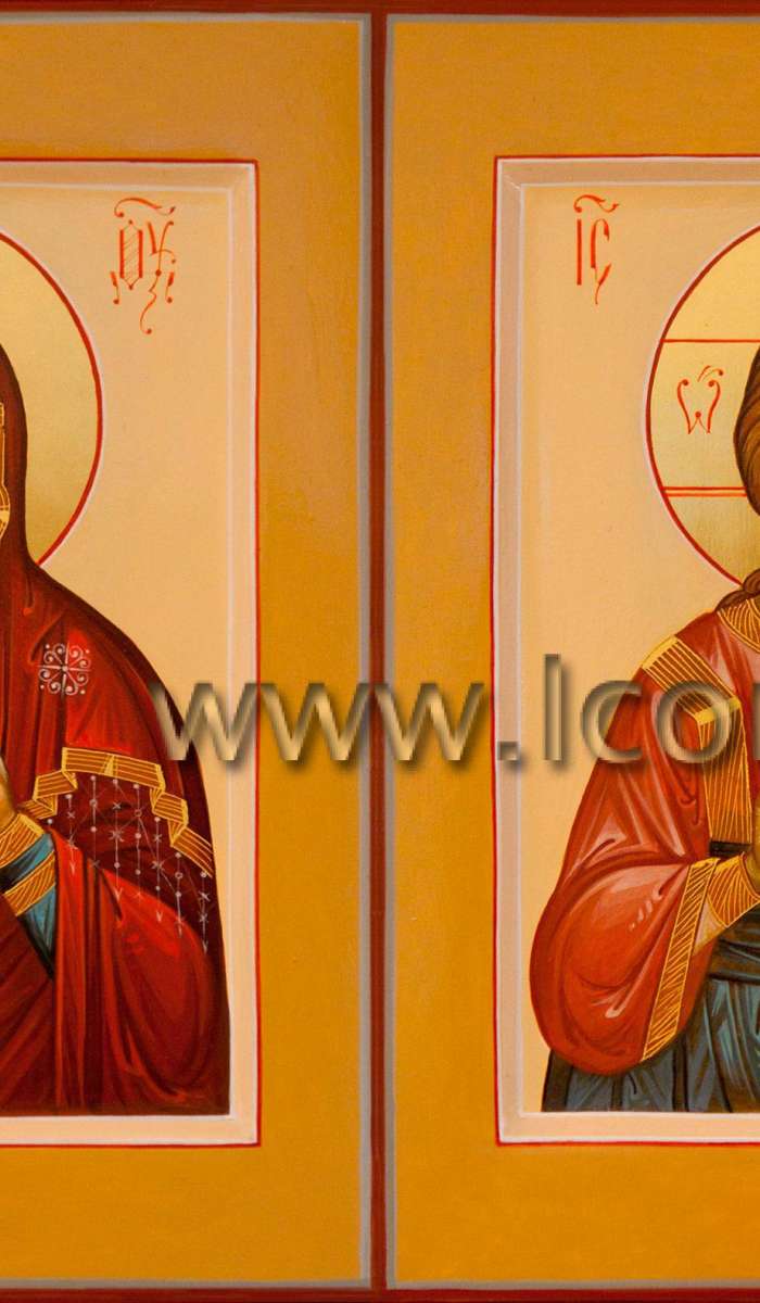 Фото: Венчальная пара с иконой Божией Матери «Феодоровская»