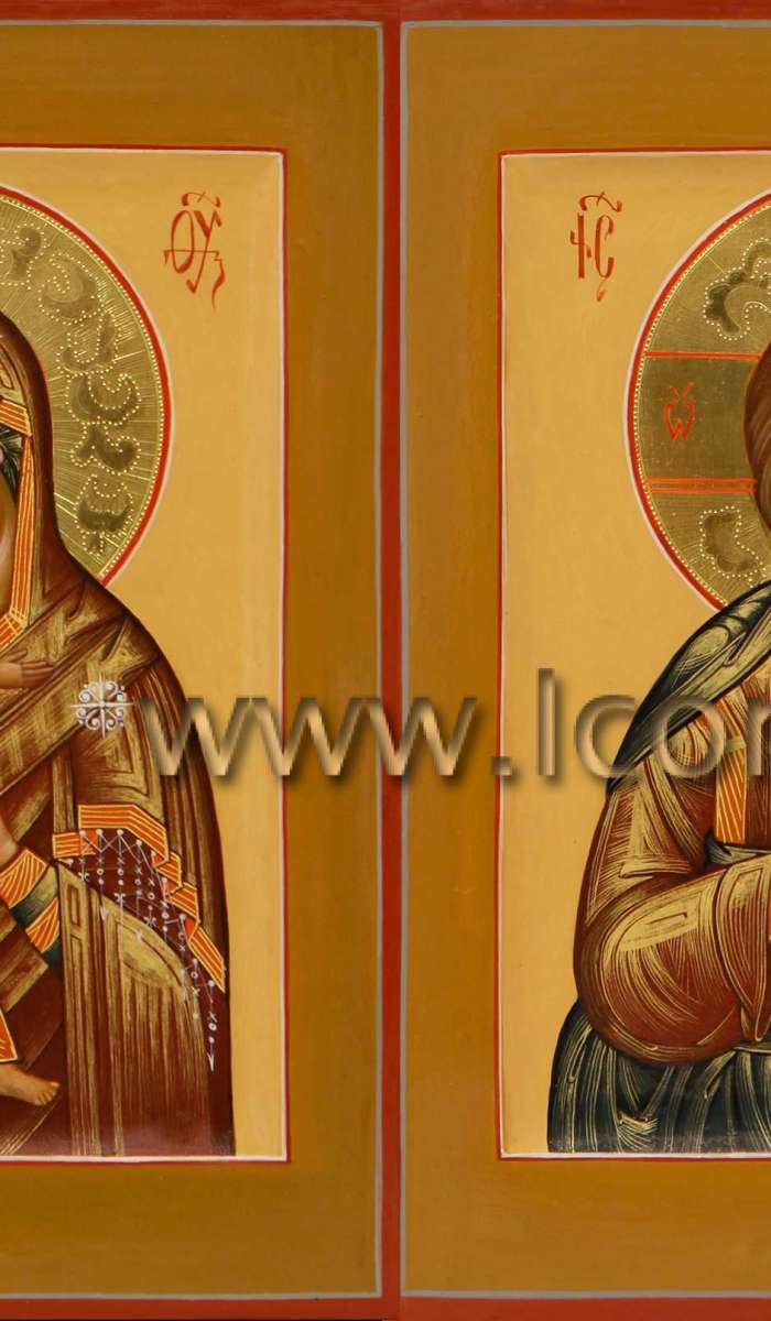 Фото: Венчальная пара с иконой Божией Матери «Владимирская»