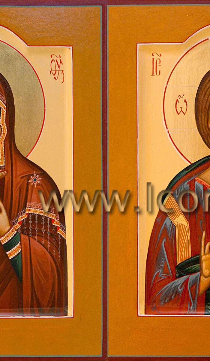 Фото: Венчальная пара с иконой Божией Матери «Феодоровская»