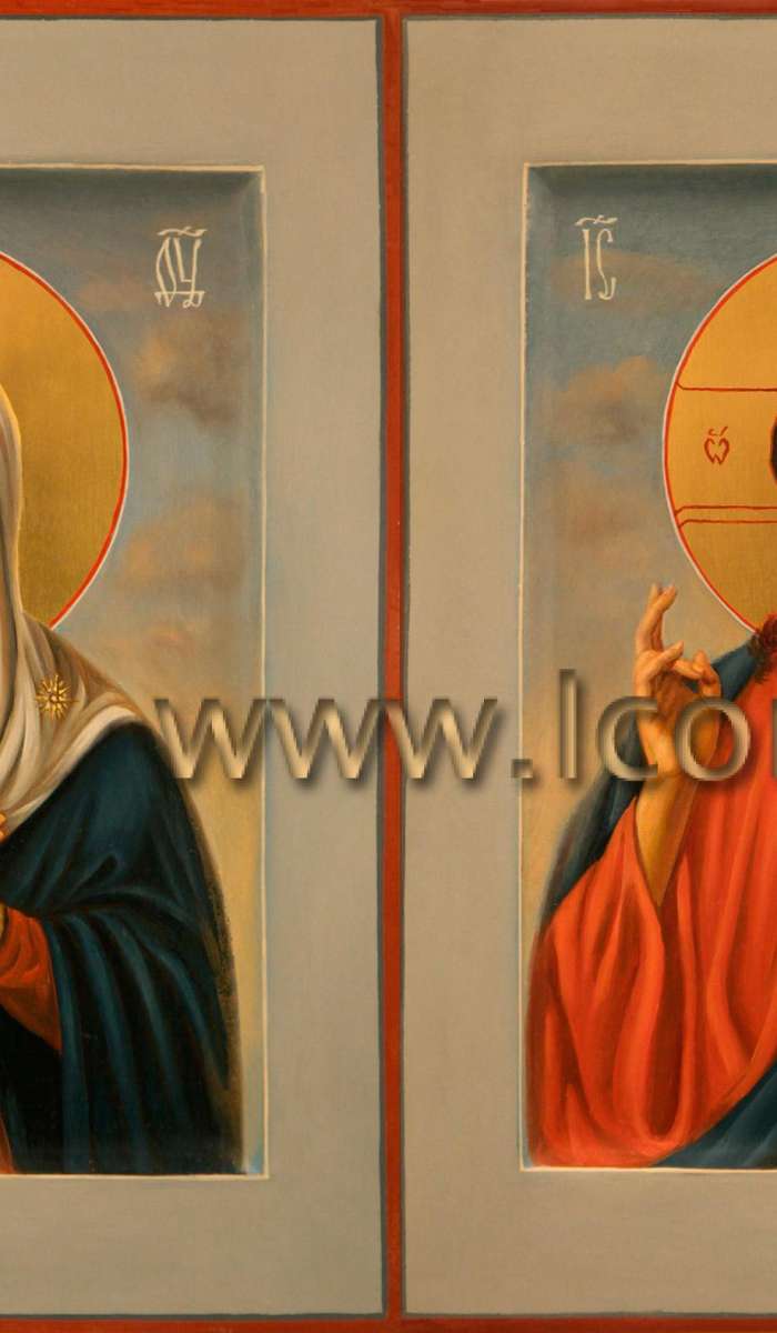 Фото: Венчальная пара с иконой Божией Матери «Умиление»