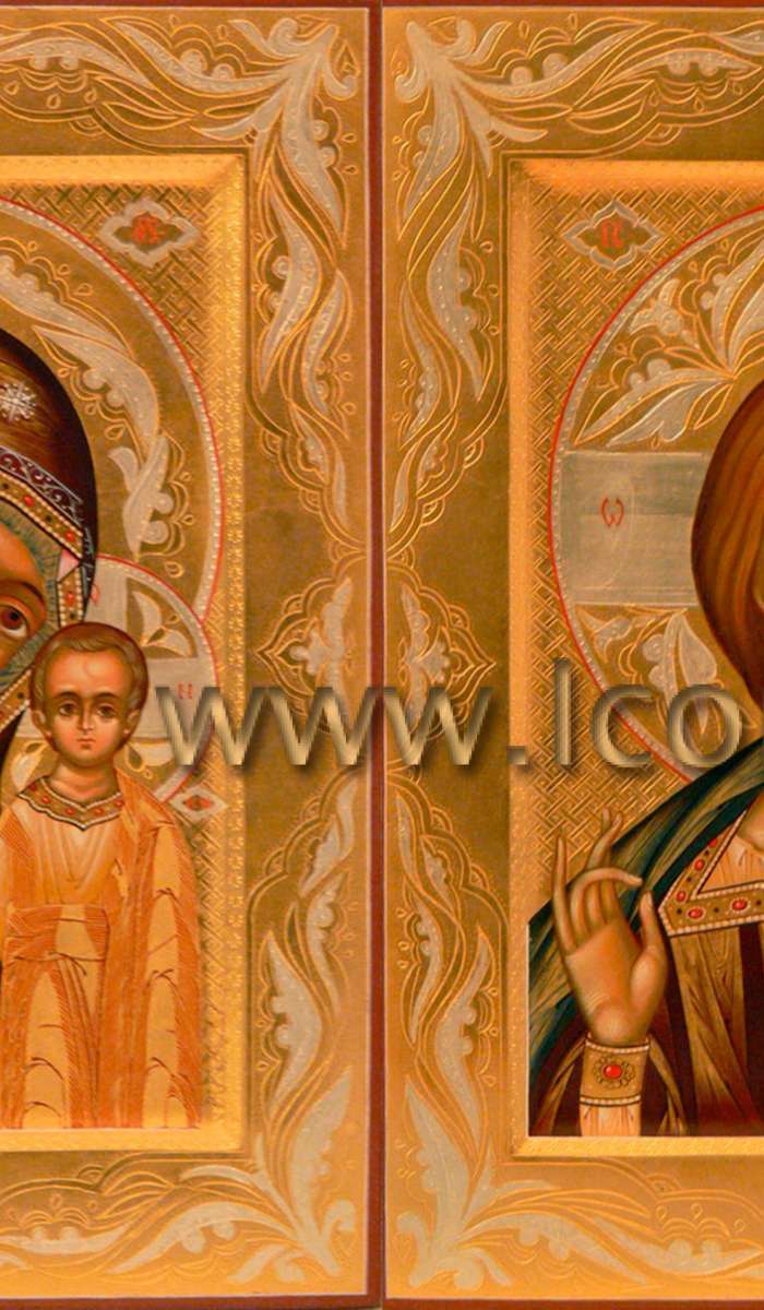 Фото: Венчальная пара с иконой Божией Матери «Казанская»