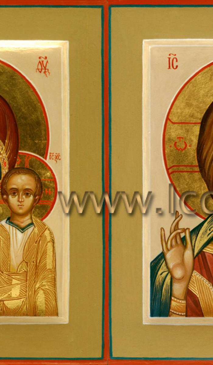 Фото: Венчальная пара с иконой Божией Матери «Казанская»