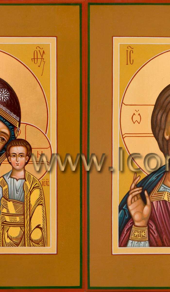 Фото: Венчальная пара с иконой Божией Матери «Казанская»