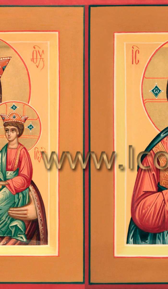 Фото: Венчальная пара с иконой Божией Матери «Споручница грешных»