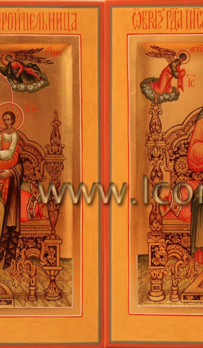 Фото: Венчальная пара с иконой Божией Матери «Домостроительница»