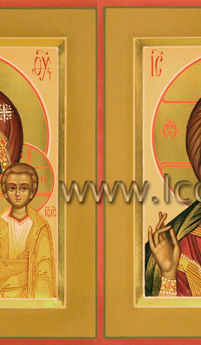 Фото: Венчальная пара с иконой Божией Матери «Казанская»