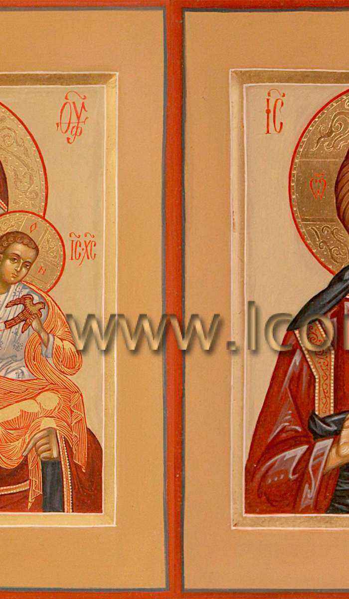 Фото: Венчальная пара с иконой Божией Матери «Голубицкая»