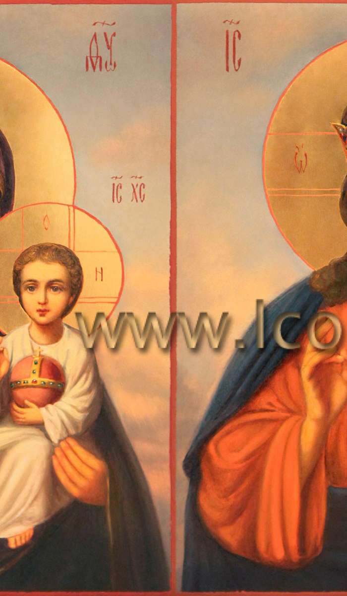 Фото: Венчальная пара с иконой Божией Матери «Неувядаемый Цвет»