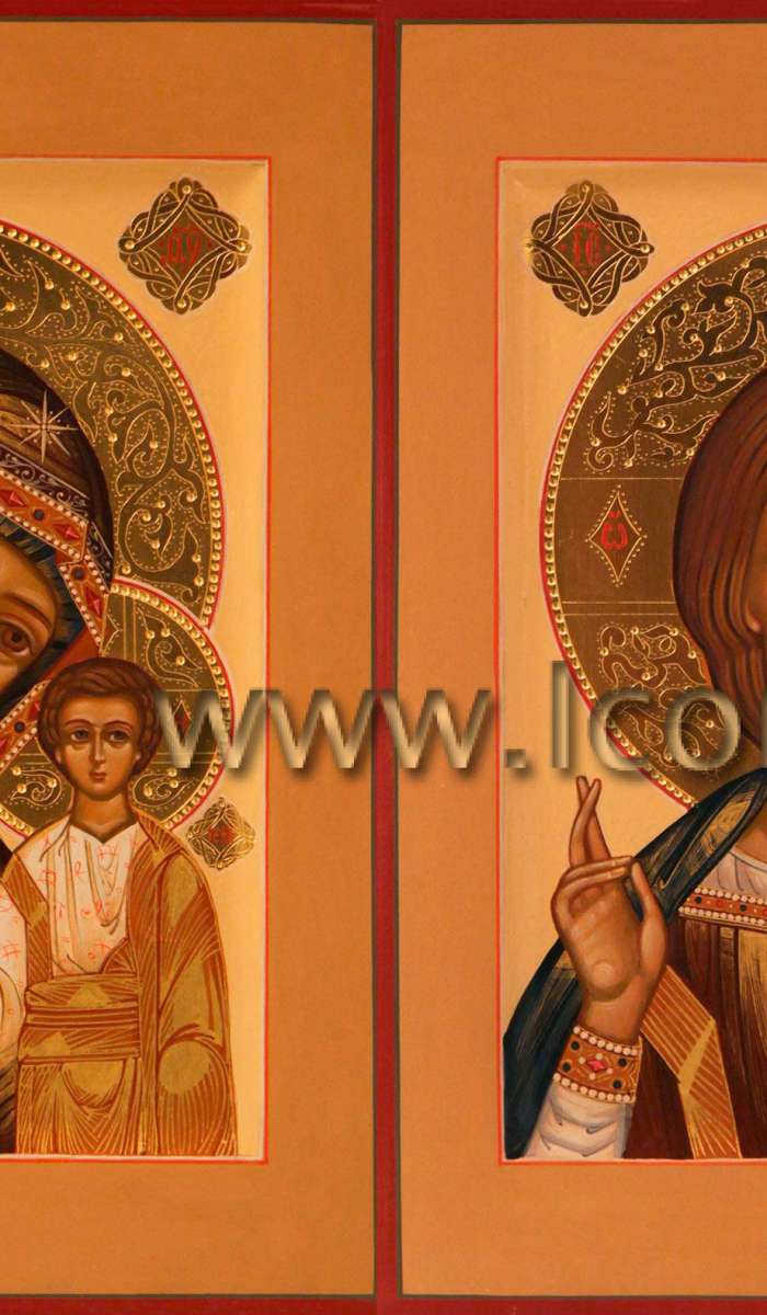 Фото: Венчальная пара с иконой Божией Матери «Казанская»