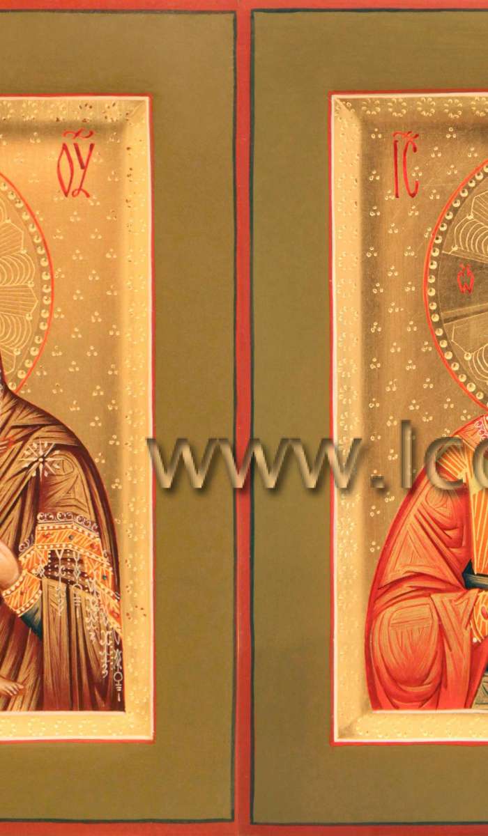 Фото: Венчальная пара с иконой Божией Матери «Владимирская»