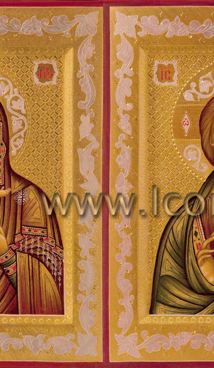 Фото: Венчальная пара с иконой Божией Матери «Феодоровская»