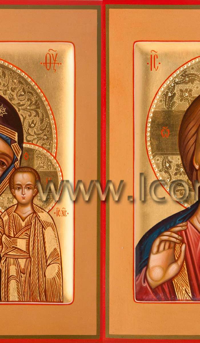 Фото: Венчальная пара с иконой Божией Матери «Казанская»