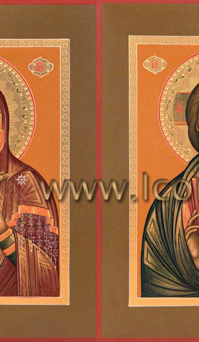 Фото: Венчальная пара с иконой Божией Матери «Феодоровская»