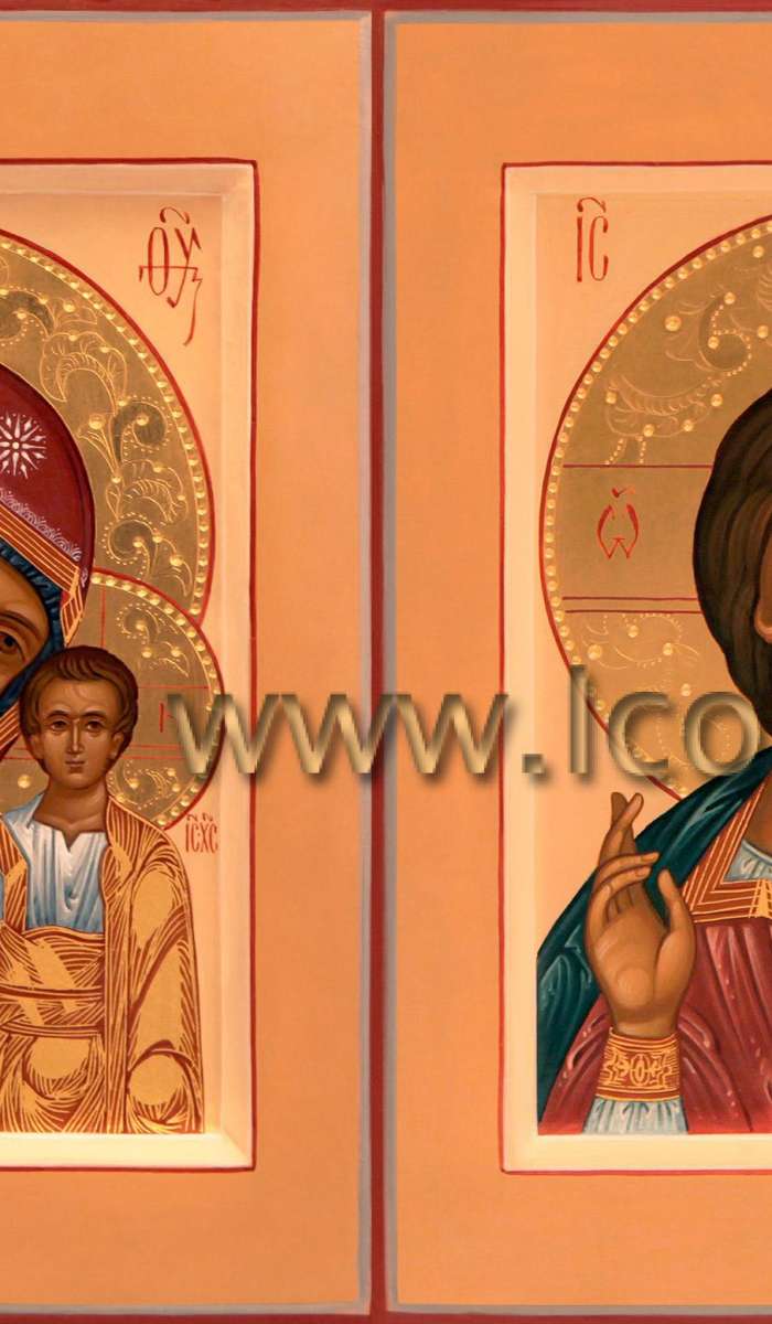 Фото: Венчальная пара с иконой Божией Матери «Казанская»