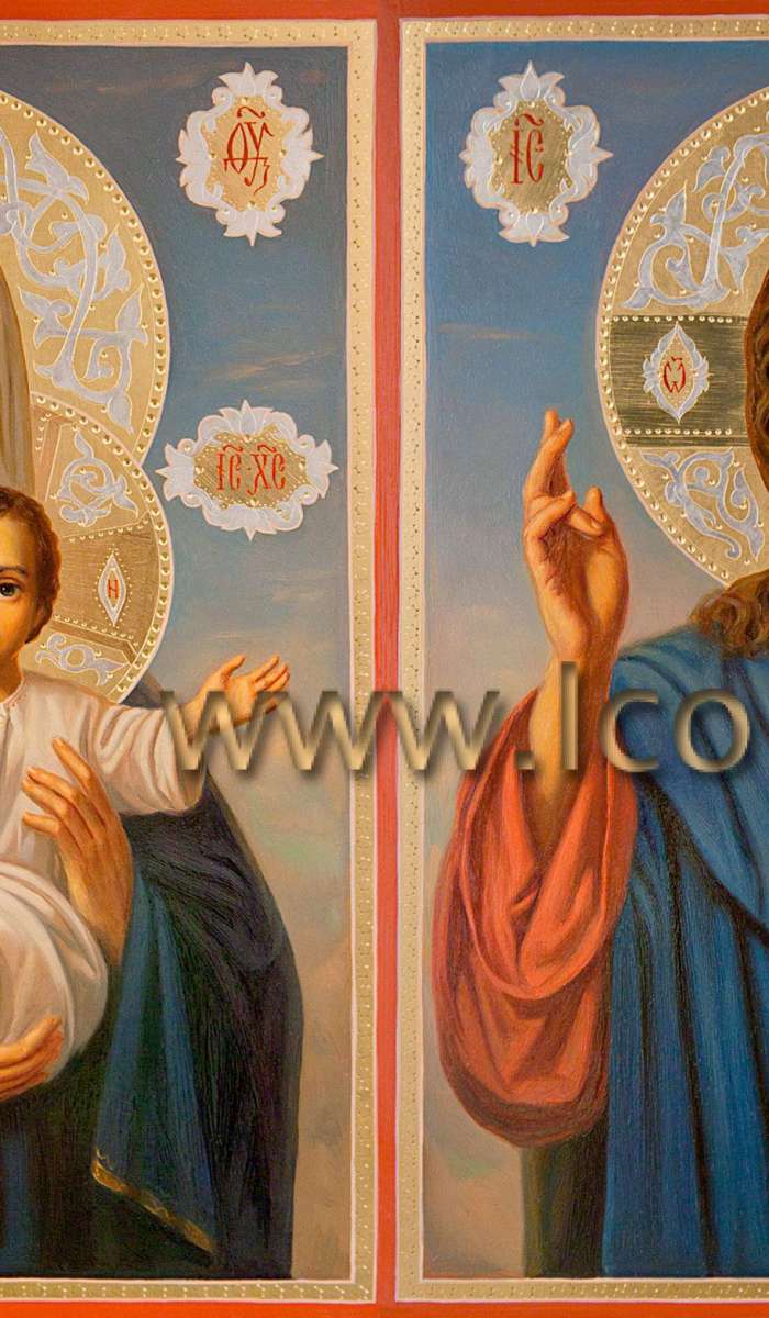 Фото: Венчальная пара с иконой Божией Матери «Леушинская», «Азъ есмь с вами и никтоже на вы»