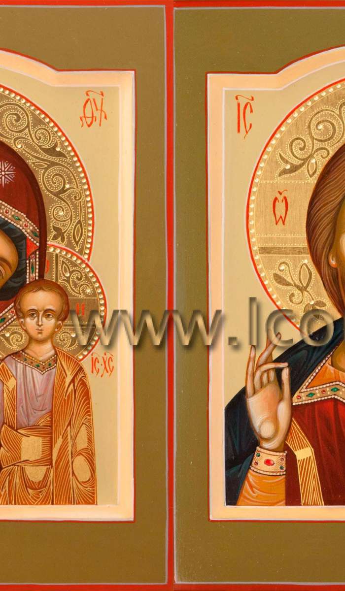 Фото: Венчальная пара с иконой Божией Матери «Казанская»