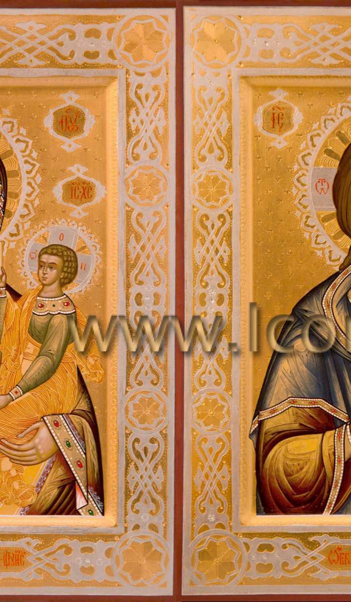 Фото: Венчальная пара с иконой Божией Матери «Смоленская-Шуйская»