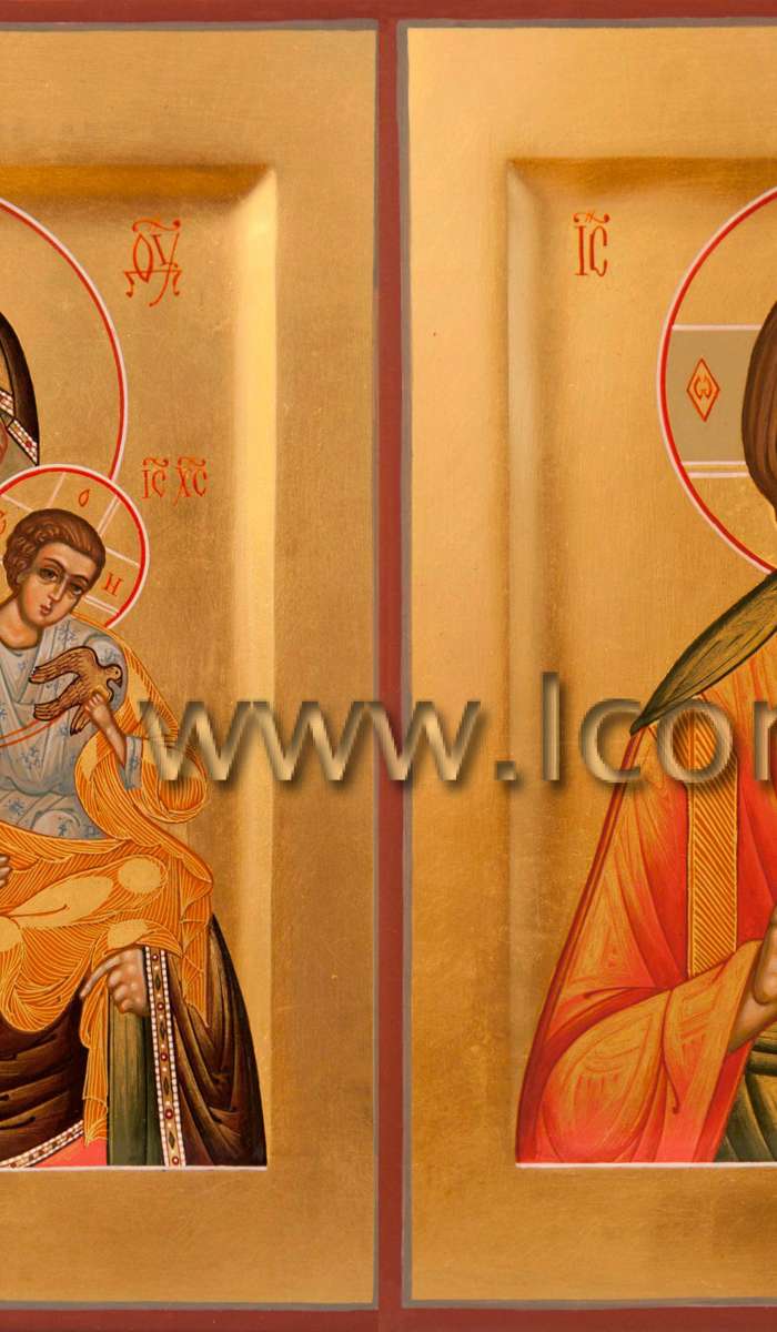 Фото: Венчальная пара с иконой Божией Матери «Голубицкая»