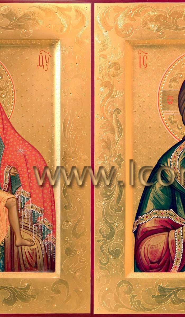 Фото: Венчальная пара с иконой Божией Матери «Кикская»