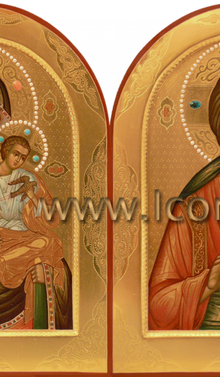 Фото: Венчальная пара с иконой Божией Матери «Голубицкая»