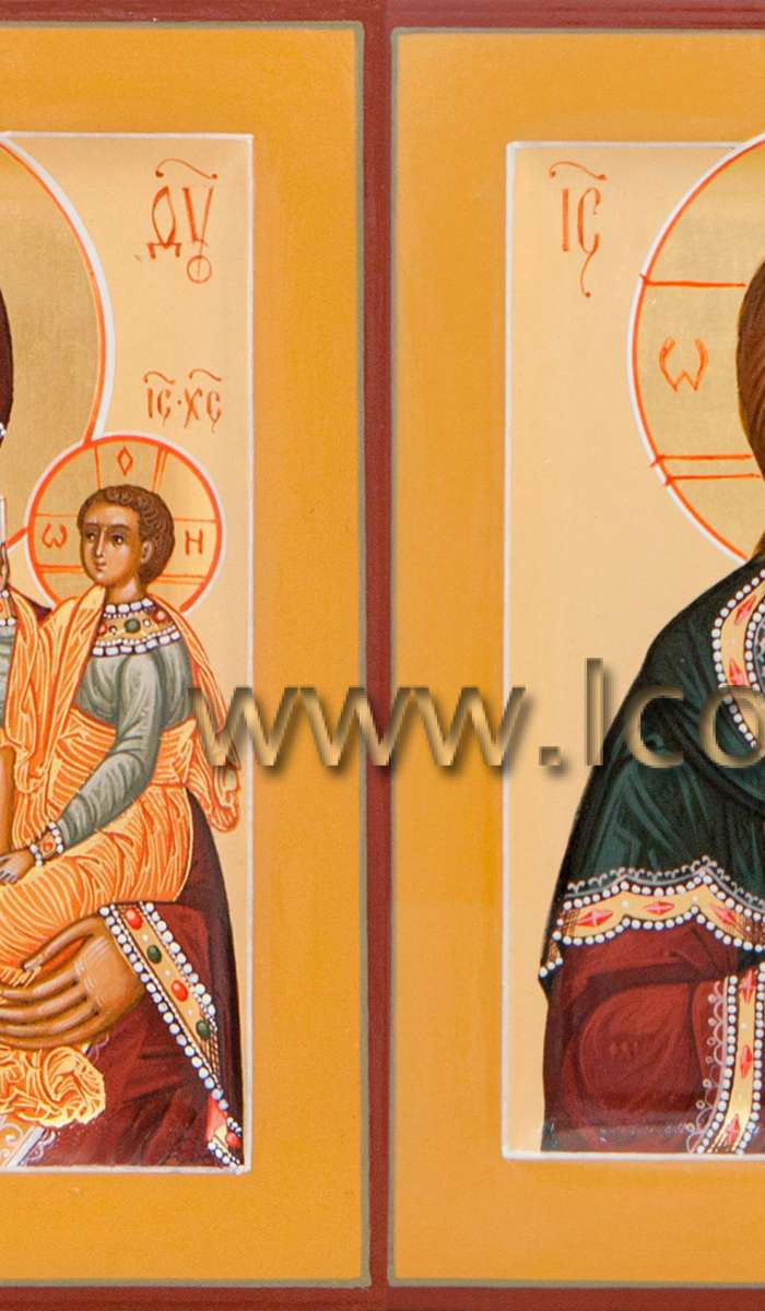 Фото: Венчальная пара с иконой Божией Матери «Смоленская-Шуйская»