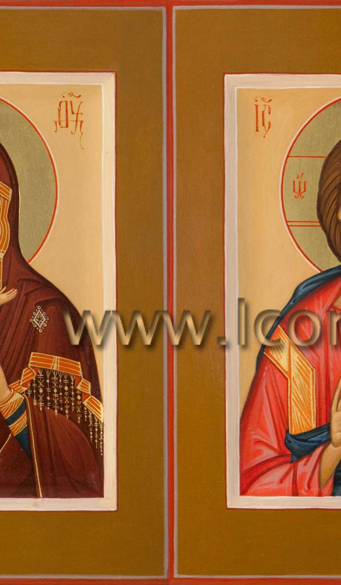 Фото: Венчальная пара с иконой Божией Матери «Феодоровская»