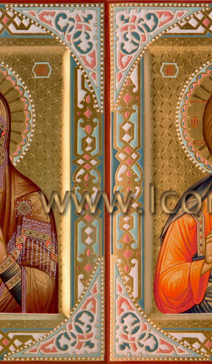 Фото: Венчальная пара с иконой Божией Матери «Феодоровская»