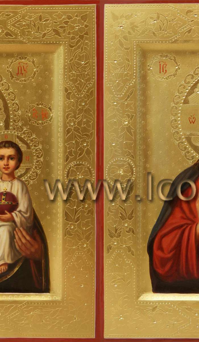 Фото: Венчальная пара с иконой Божией Матери «Неувядаемый Цвет»