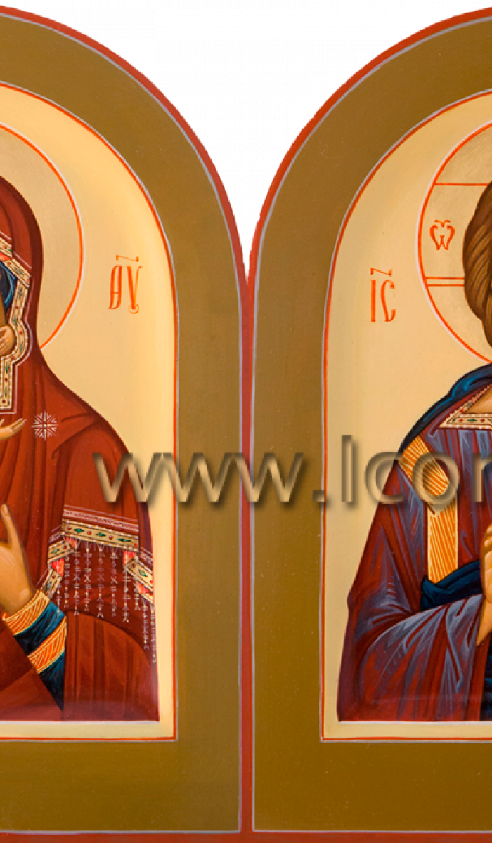 Фото: Венчальная пара с иконой Божией Матери «Феодоровская»