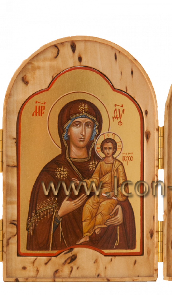 Фото: Складень: Пресвятая Богородица «Одигитрия» с Ангелом Хранителем и святителем Николаем 