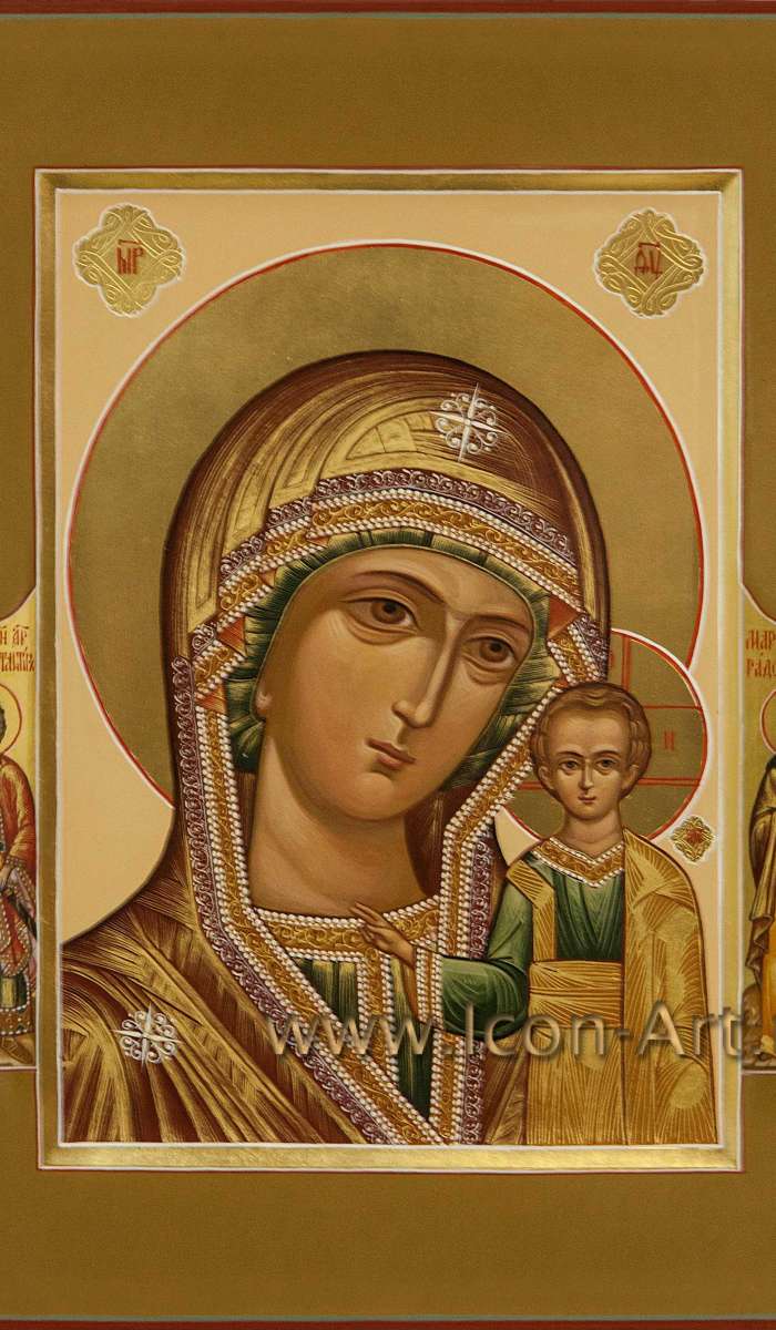 Фото: Пресвятая Богородица «Казанская с полеосными святыми: кн. Константин Ярославский и прп. Мария Радонежская 