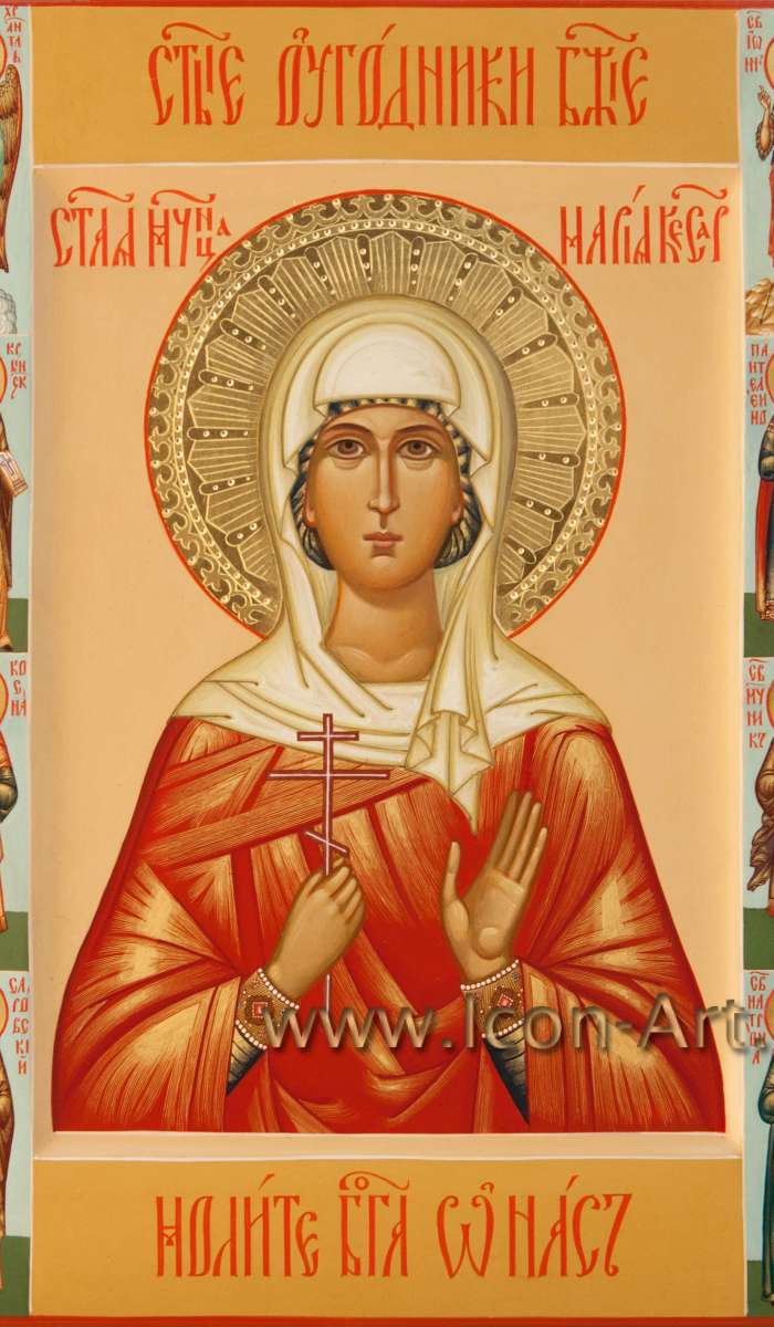 Фото: Святая мученица Мария Кесарийская, на полях: Ангел Хранитель, ст. Иоанн Предтеча,свт. Лука Крымский, вмч. Пантелеймон, ст. Косьма и Дамиан, прп. Серафим и блаж. Матрона 