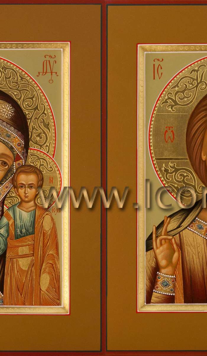 Фото: Венчальная пара с иконой Пресвятой Богородицы «Казанская»