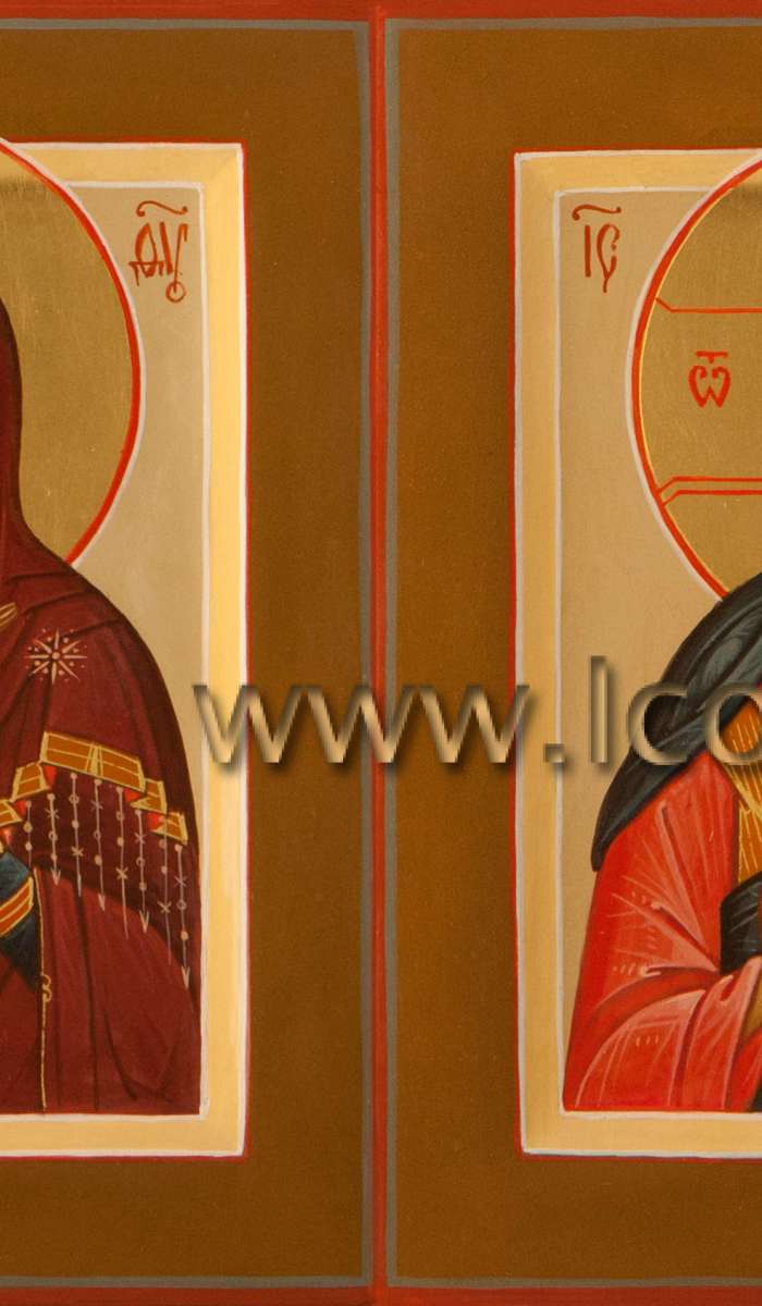 Фото: Венчальная пара с иконой Пресвятой Богородицы «Феодоровская»