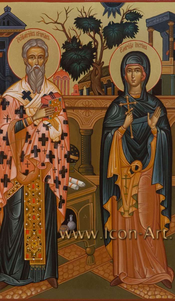 Фото: Святые священномученик Киприан и мученица Иустиния