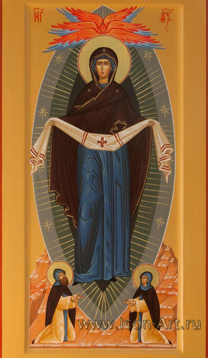 Фото: Покров Пресвятой Богородицы с предстоящими Петром и Февронией Муромскими