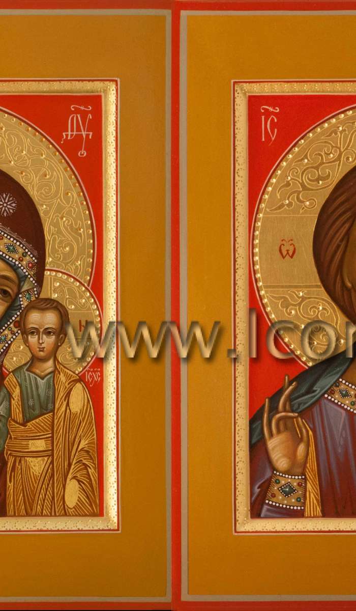 Фото: Венчальная пара с иконой Пресвятой Богородицы «Казанская»