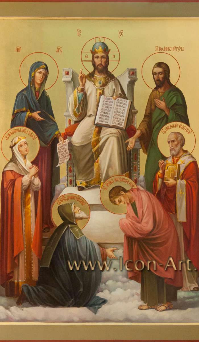 Фото: Семейная икона: Деисус с предстоящими святыми: царица Людмила Чешская, преподобный Димитрий Прилуцкий, мч. Александр Римский