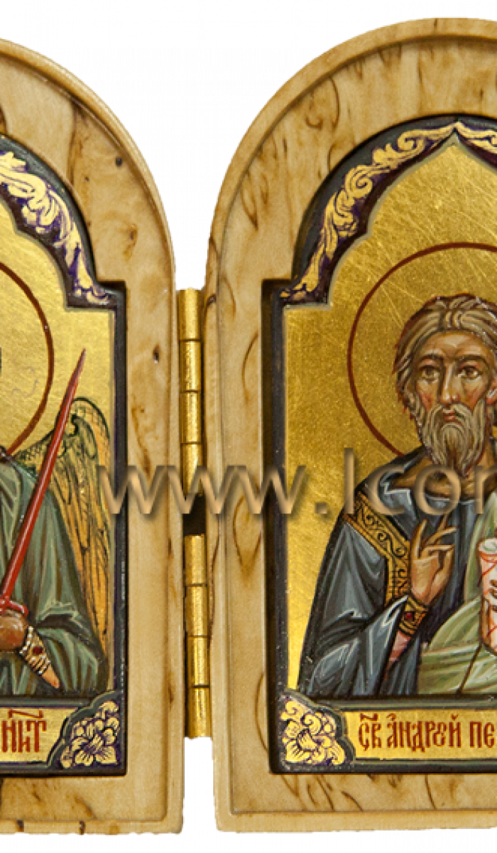 Фото: Складень: Святой Ангел Хранитель и святой апостол Андрей Первозванный